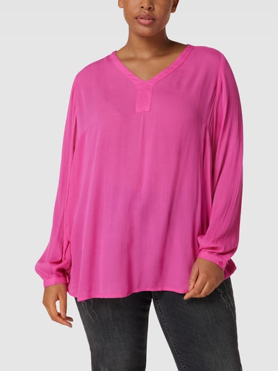 KAFFE Curve Blouse met V-hals, model 'AMI' Roze - 4