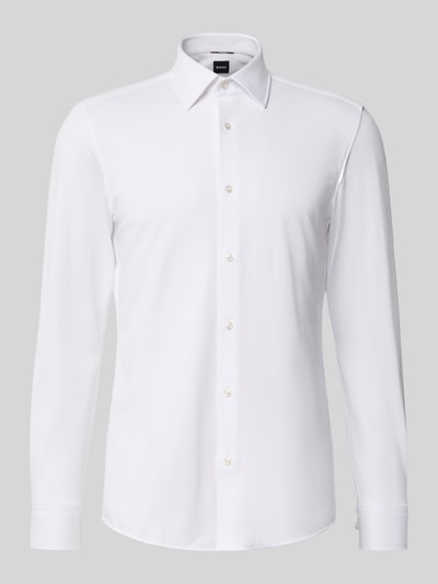 Produktfoto, Slim Fit Businesshemd aus Baumwoll-Mix Modell 'P-Hank-K-261' von BOSS, weiß, glatte Textur, lange Ärmel, Herren Businesshemd