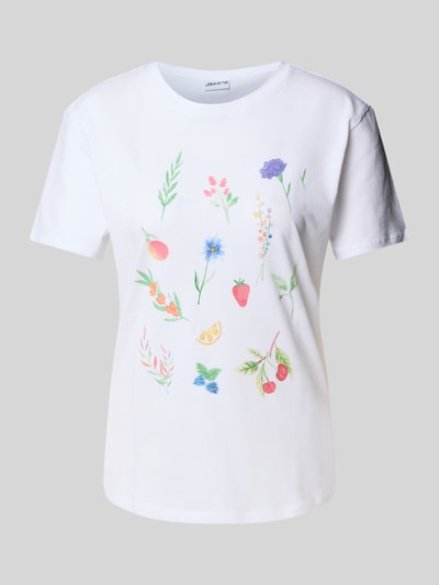 Jake*s Casual T-Shirt mit Motiv-Prints Weiss 2
