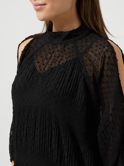 Soaked in Luxury Cold shoulder-jurk met uitneembare onderjurk, model 'Kayra' Zwart - 3