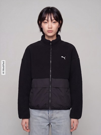 PUMA Fleecejacke mit Kontrast-Einsätzen Black 4