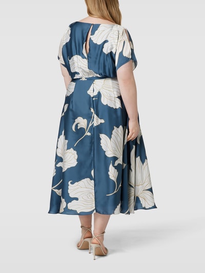 Swing Curve PLUS SIZE midi-jurk met bloemenmotief Rookblauw - 5