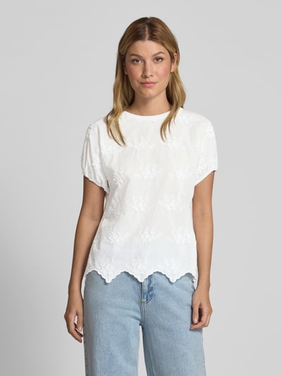 ZABAIONE Blusenshirt mit geripptem Rundhalsausschnitt Offwhite 4