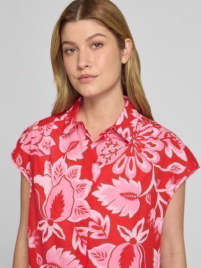 Oui Bluzka koszulowa o kroju regular fit z krótkim rękawem Jasnoczerwony 3