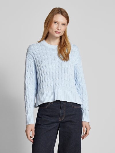 Tommy Hilfiger Strickpullover aus reiner Baumwolle mit Rundhalsausschnitt Hellblau 4