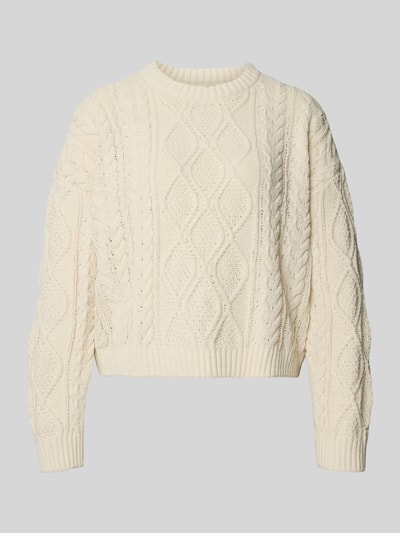 Only Sweter z dzianiny o kroju regular fit z fakturowanym wzorem model ‘ELLY’ Écru 2