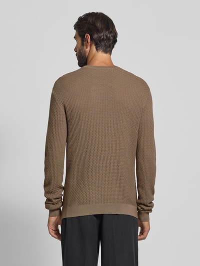 Emporio Armani Strickpullover mit gerippten Abschlüssen Hellbraun 5