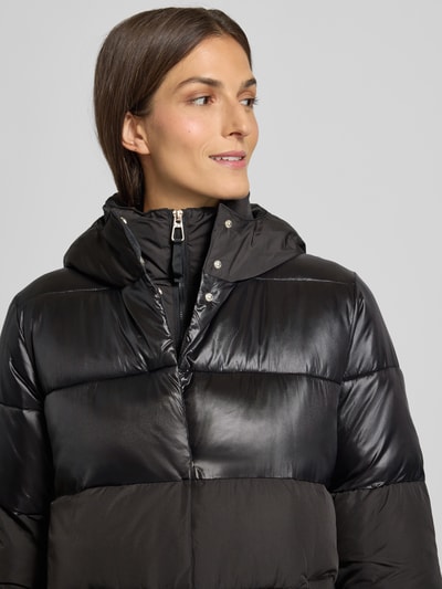 Christian Berg Woman Selection Gewatteerde lange jas met steekzakken en ritssluitingen opzij Zwart - 3