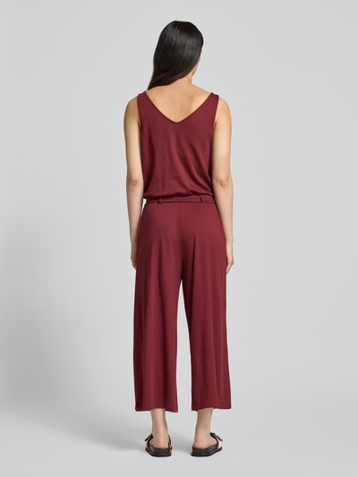 s.Oliver RED LABEL regular fit jumpsuit met strikceintuur van katoenmix Bordeaux - 5