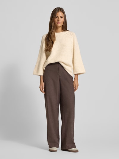 FREE/QUENT Gebreide pullover met ribboorden Offwhite gemêleerd - 1