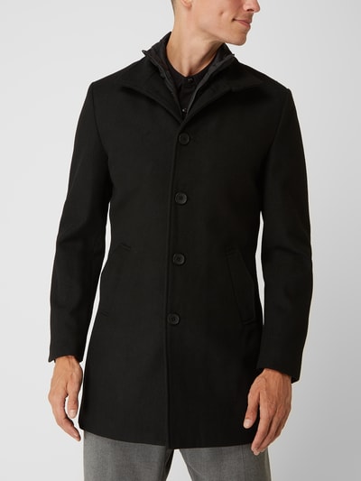 Bruun & Stengade Kurzmantel aus Wollmischung im 2-in-1-Look Modell 'Ontario' Schwarz 4