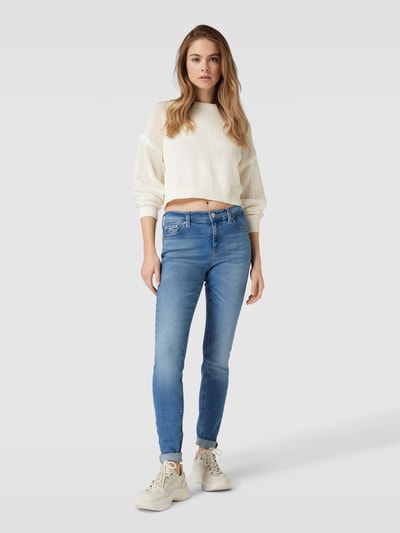 Tommy Jeans Semi-transparante gebreide pullover met ronde hals Offwhite - 1