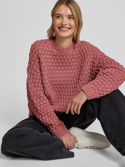 Jake*s Casual Gebreide pullover met ajourpatroon Oudroze - 3