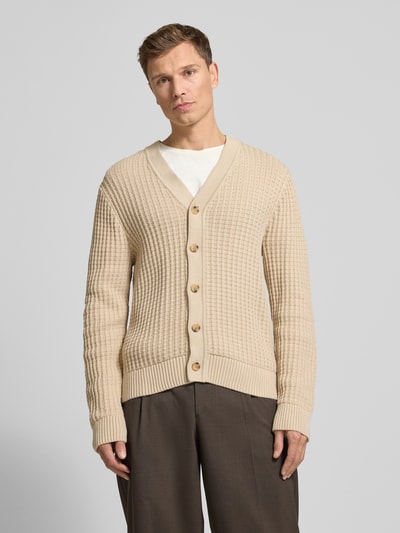 SELECTED HOMME Regular fit gebreid jack van puur katoen, model 'TOM' Offwhite - 4