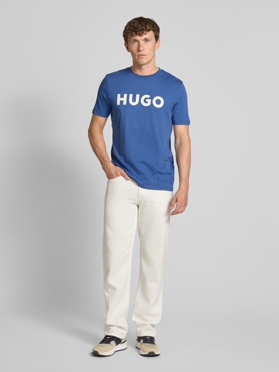 HUGO T-Shirt mit Label-Print Modell 'DULIVIO' Rauchblau 1