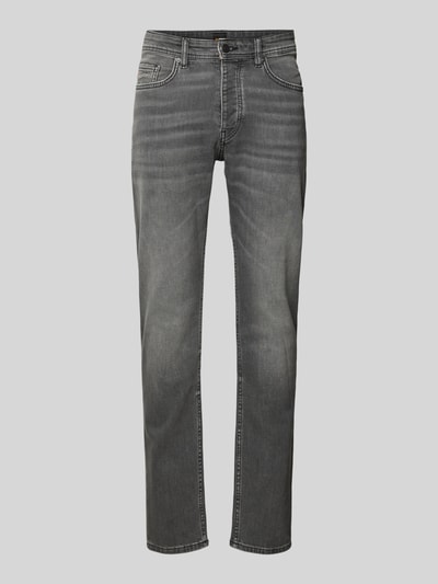 BOSS Orange Tapered fit jeans met labeldetail, model 'TABER' Middengrijs - 2