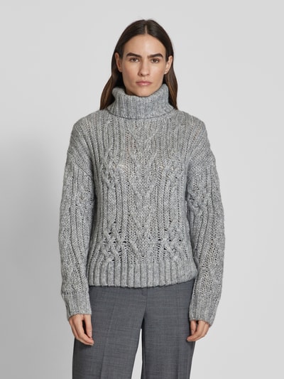 Christian Berg Woman Strickpullover mit Zopfmuster Mittelgrau 4