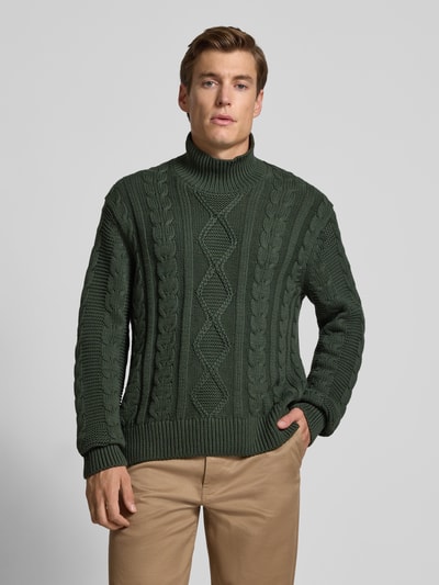 SELECTED HOMME Regular Fit Rollkragenpullover aus reiner Baumwolle Modell 'UFFE' Dunkelgruen 4