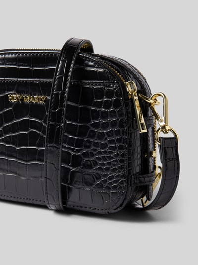 Hey Marly Handtas met labelapplicatie, model 'Mate Croco' Zwart - 3