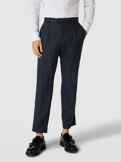 BOSS Pantalon van scheerwolmix met linnen Marineblauw - 4