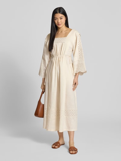 Weekend Max Mara Linnen jurk met broderie anglaise, model 'LUGLIO' Offwhite - 1