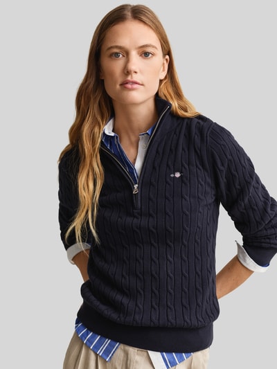 GANT Regular Fit Troyer aus reiner Baumwolle mit Logo-Stitching Marine 3