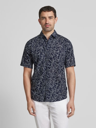 Tom Tailor Regular fit vrijetijdsoverhemd van een mix van linnen en katoen Donkerblauw - 4