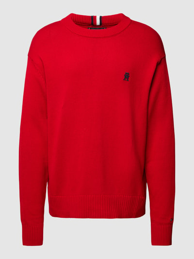 Tommy Hilfiger Sweter z dzianiny z wyhaftowanym logo Czerwony 2