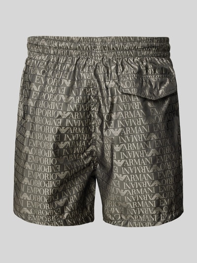 Emporio Armani Relaxed Fit Badeshorts mit Label-Print Dunkelgrau 3