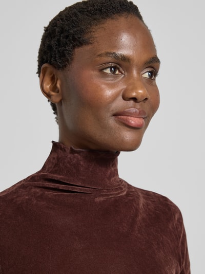 Luisa Cerano Longsleeve mit Stehkragen Dunkelbraun 3