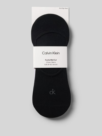 Produktfoto, Füsslinge aus Baumwoll-Mix im 3er-Pack von CK Calvin Klein, schwarze Socken auf grauem Hintergrund, Herren Socken