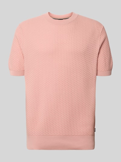 Produktfoto, Regular Fit Strickshirt aus reiner Baumwolle Modell 'H-NILTON' von BOSS, Optik: Unifarben, Struktur-Muster, kurzarm, Rundhals, gerippte Abschlüsse