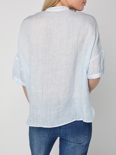 120% Lino Bluse aus Leinen mit überschnittenen Schultern Hellblau 5