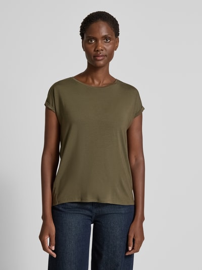 Vero Moda Regular fit T-shirt van lyocell-mix, model 'AVA' Olijfgroen - 4