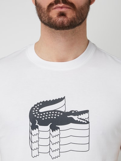 Lacoste T-shirt z nadrukiem z logo Biały 3