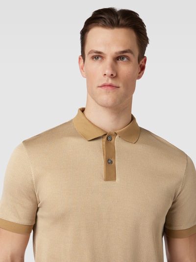 BOSS Poloshirt mit Strukturmuster Modell 'Parlay' Beige 3