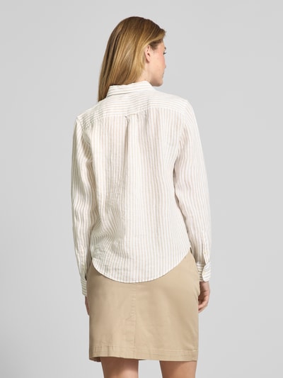 Gant Regular fit linnen overhemdblouse met logostitching Zand - 5