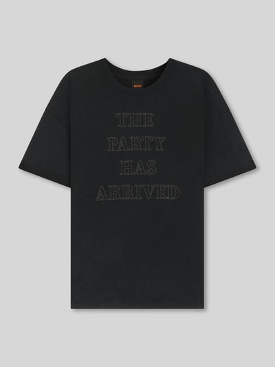 BOSS Orange T-shirt o kroju relaxed fit z czystej bawełny Czarny 2