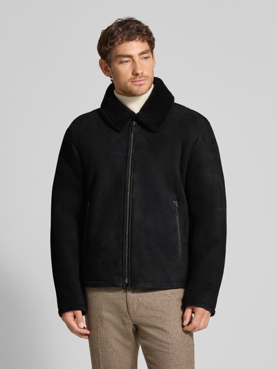 Strellson Regular fit leren jack van echte lamswol, model 'MONTY' Zwart - 4