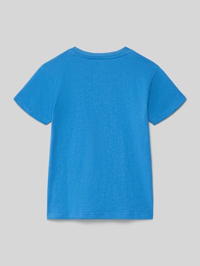 Produktfoto, T-Shirt mit Motiv-Print und Rundhalsausschnitt von Blue Seven in kräftigem Blau, reine Baumwolle, Regular Fit, Rückansicht