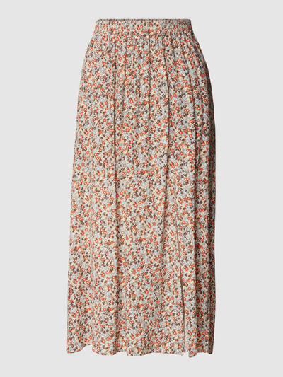 Jake*s Casual Midirok met all-over bloemenmotief Middenbruin - 2