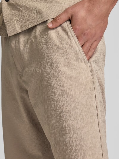 BOSS Orange Tapered fit korte chino met structuurmotief Zand - 3