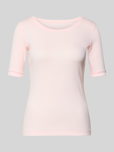 Produktfoto, T-Shirt mit Rundhalsausschnitt und 1/2-Arm von Marc Cain in zartem Rosa, Slim Fit, Baumwoll-Elasthan-Mix, glatte Textur
