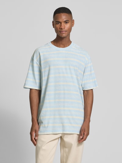 Lindbergh Oversized T-shirt met ronde hals Lichtblauw - 4