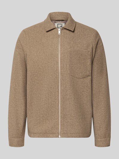 Produktfoto, Jacke mit Brusttasche und Kentkragen Modell 'ROLFSTED' von Casual Friday in Braun mit Reißverschluss und geradem Schnitt, strukturierte Oberfläche