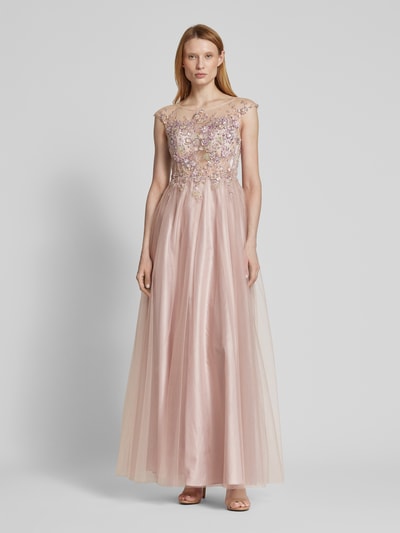 Unique Abendkleid mit Paillettenbesatz Rose 4