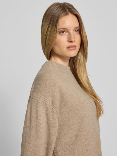 Drykorn Oversized Strickpullover mit gerippten Abschlüssen Sand Melange 3
