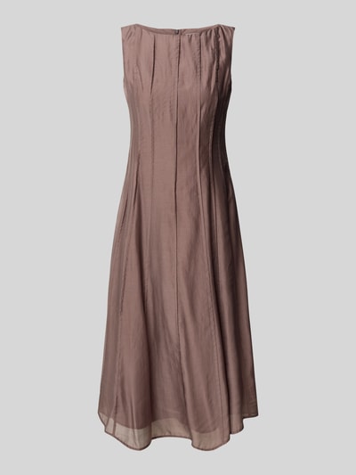 Productfoto, Cocktailkleid mit Rundhalsausschnitt van Christian Berg Cocktail, Lyocell-mix, a-lijn, midilengte, effen bruin, gladde textuur.