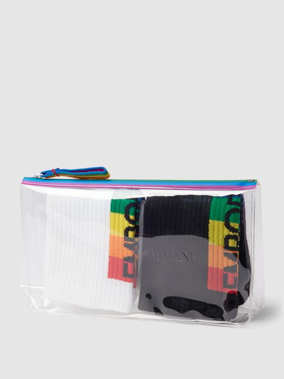 Emporio Armani Socken mit Label-Print im 2er-Pack Modell 'PRIDE' Black 3