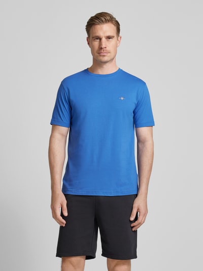 Gant T-shirt o kroju regular fit z efektem melanżu Królewski niebieski 4